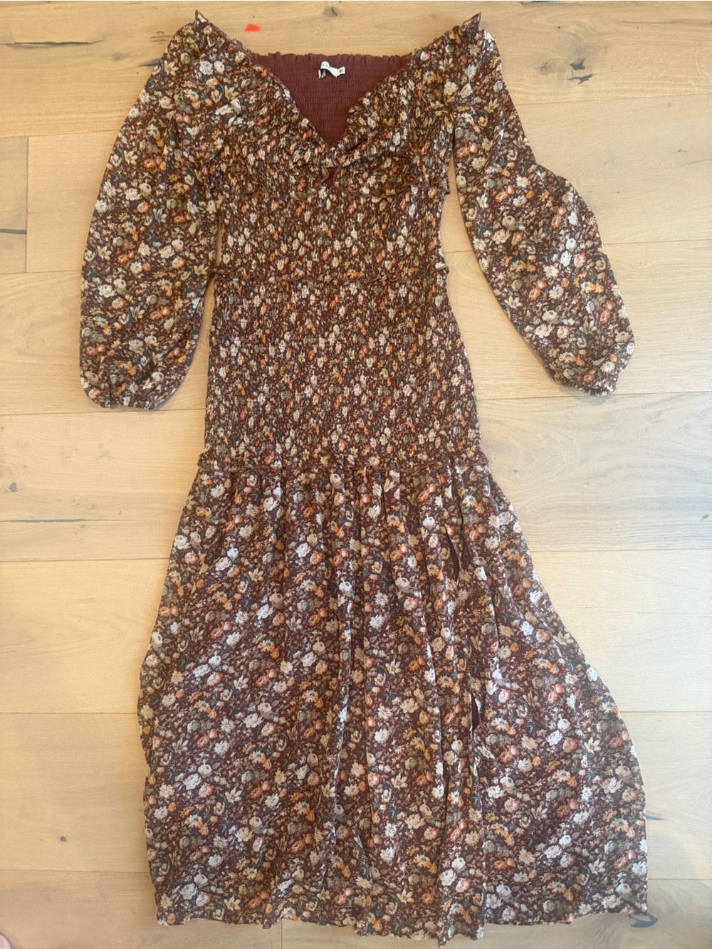 Lush Brown Floral Smocked One-Piece Romper